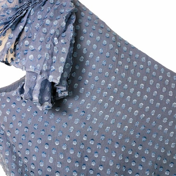 NWT Rebecca Taylor Silk Ruffle Blue One Shoulder Dress 4 - Picture 7 of 9